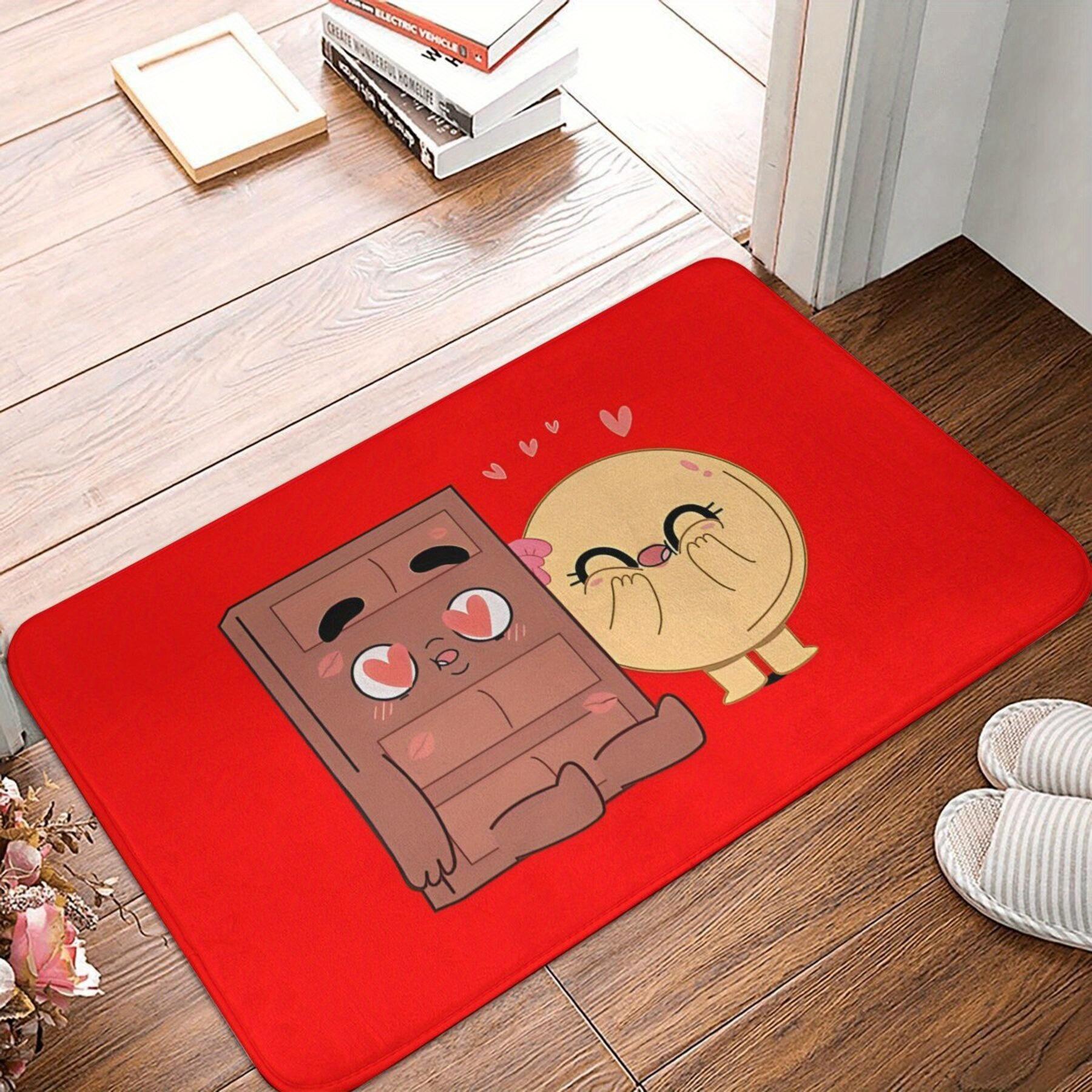 1pc Non-slip Doormat Bath Mat Choco And Pancake Couples Love Balcony Carpet Welcome Rug Indoor Decor Christmas decor Xmas 40x60cm