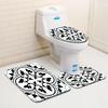 Marble Textured Toilet Three-Piece Floor Mat Doormat Bathroom Carpet