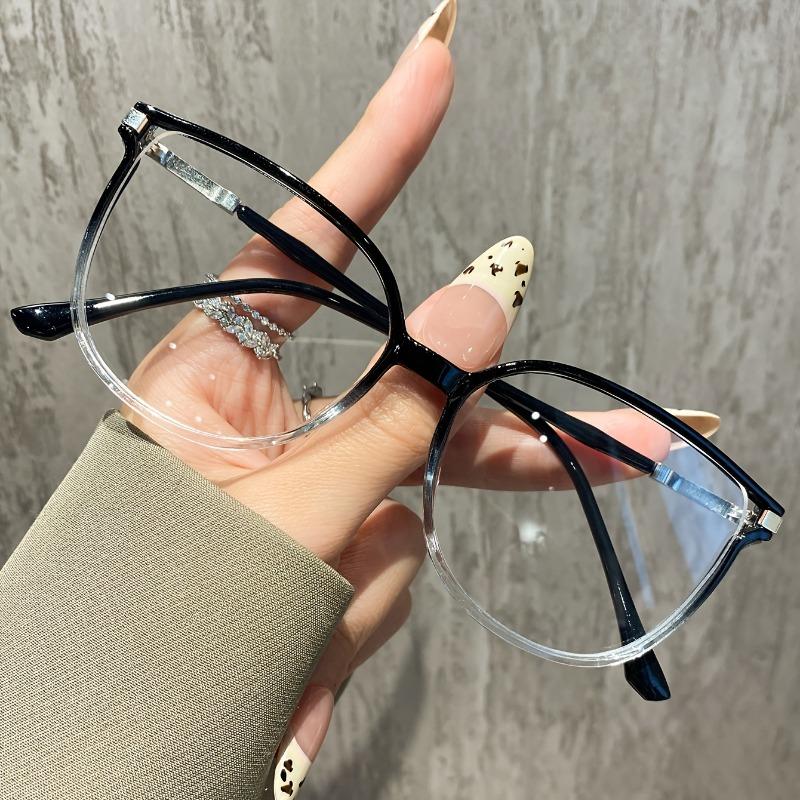 1 Pair of Chic Anti-Blue Light Glasses for Women Large Square Frame with Sparkling Rhinestone Detail