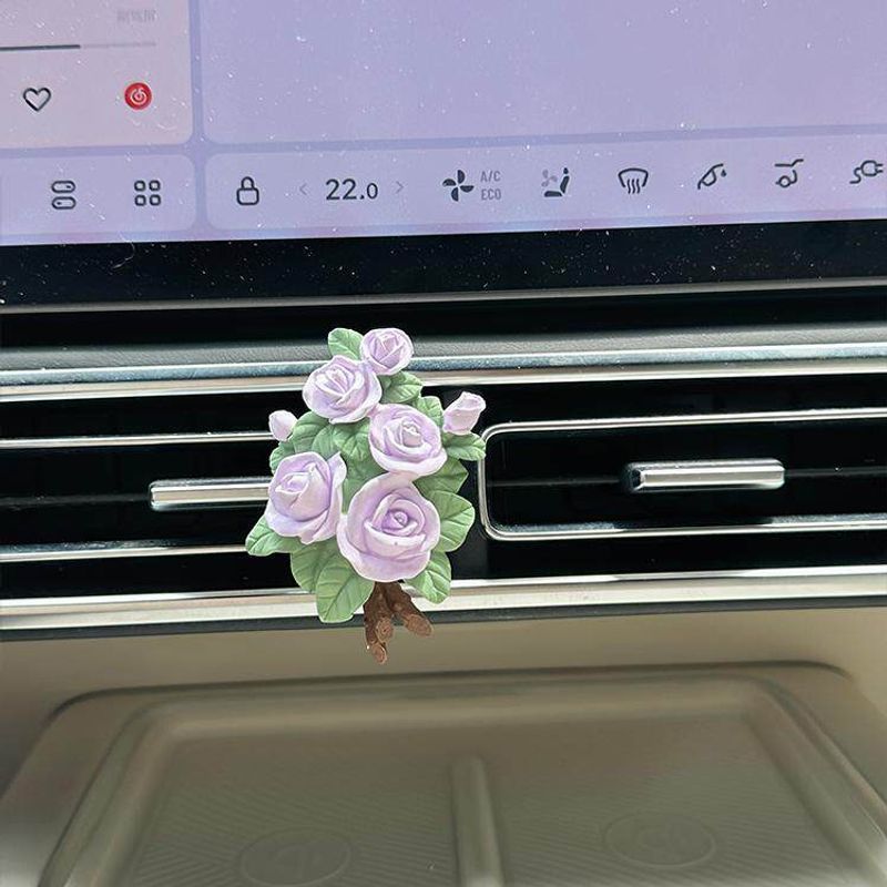 Car Air Freshener Rose Diffuser Stone, Elegant Floral Car Vent Decoration Pendant, Light Fragrance Gift with a High-End Feel