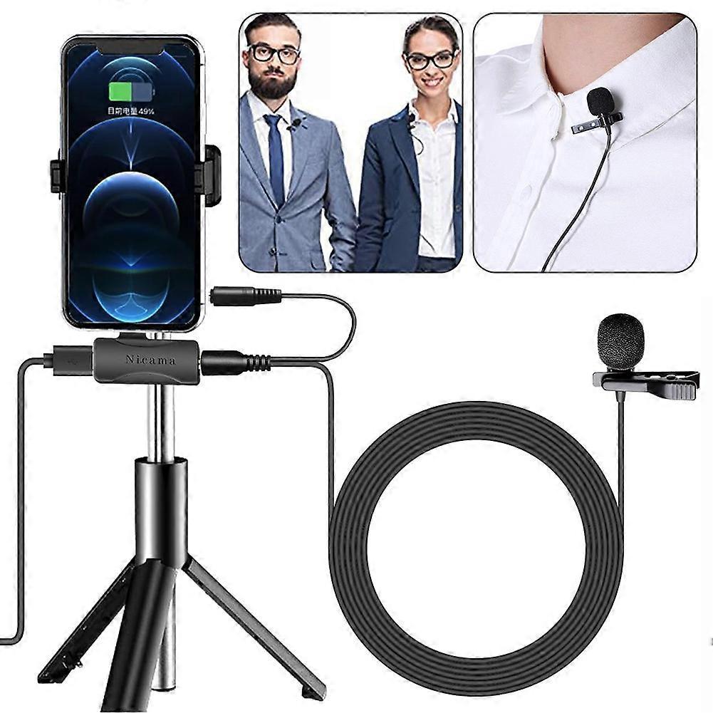 USB C Mic for Phones Noise Reduction Lavalier Microphone for Smartphone
