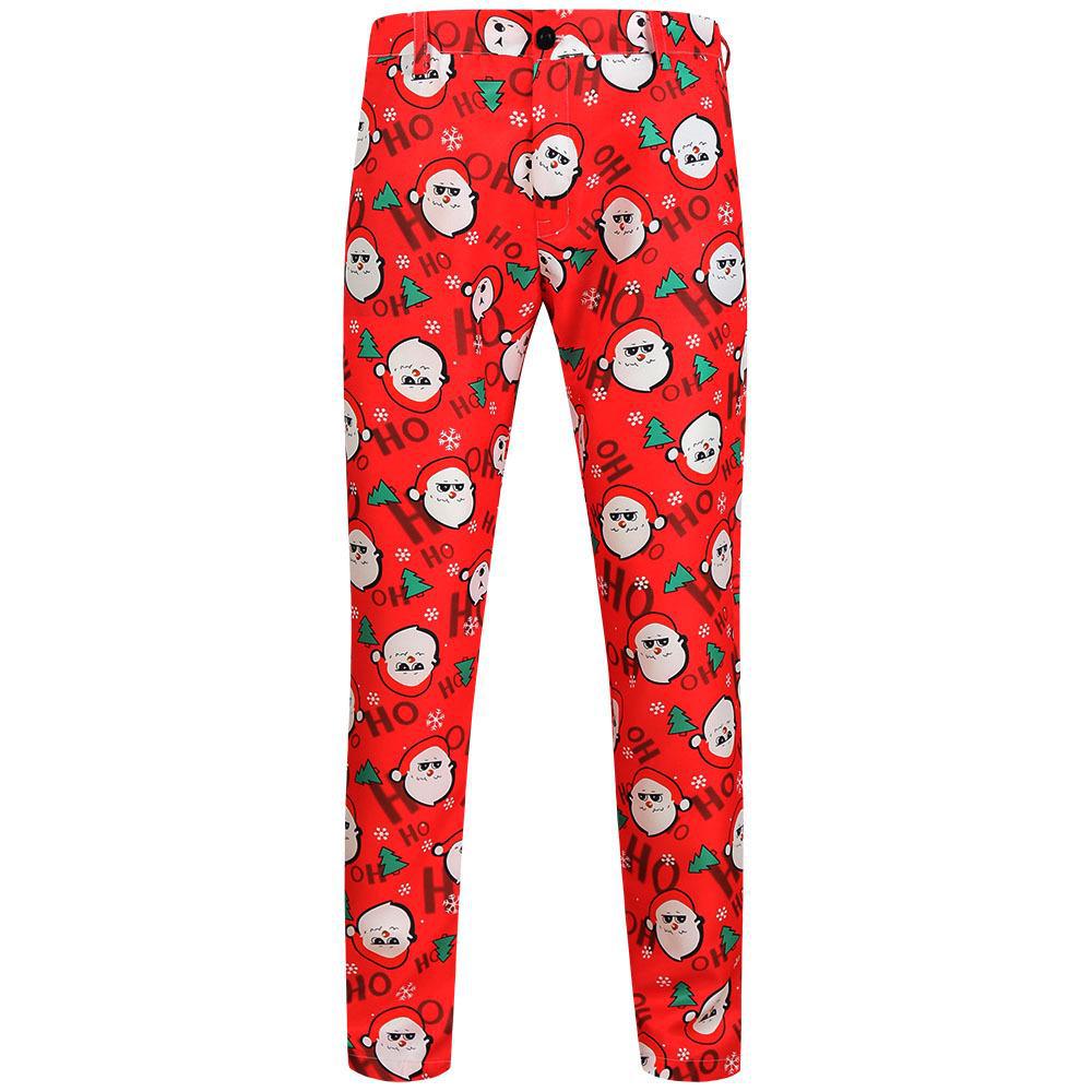 Men's 2022 Christmas One-Button Print Suit: Large Size Three-Piece for New Year