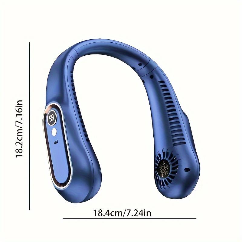 Portable Wearable Bladeless Neck Fan - 5 Wind Speeds, Digital Display, Rechargeable Lithium Battery, and ABS Material for Indoor and Outdoor Use