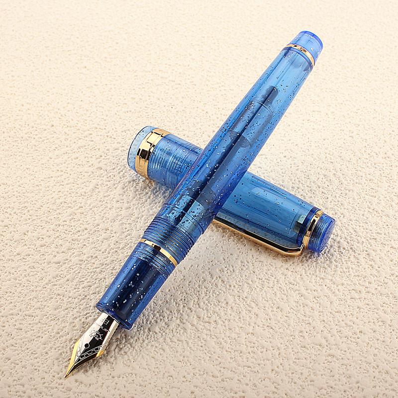 JinHao 82 Fountain Pen Transparent Fluorescent Blue Ink Pen EF F M Nib Business Stationery Office School Supplies Pens