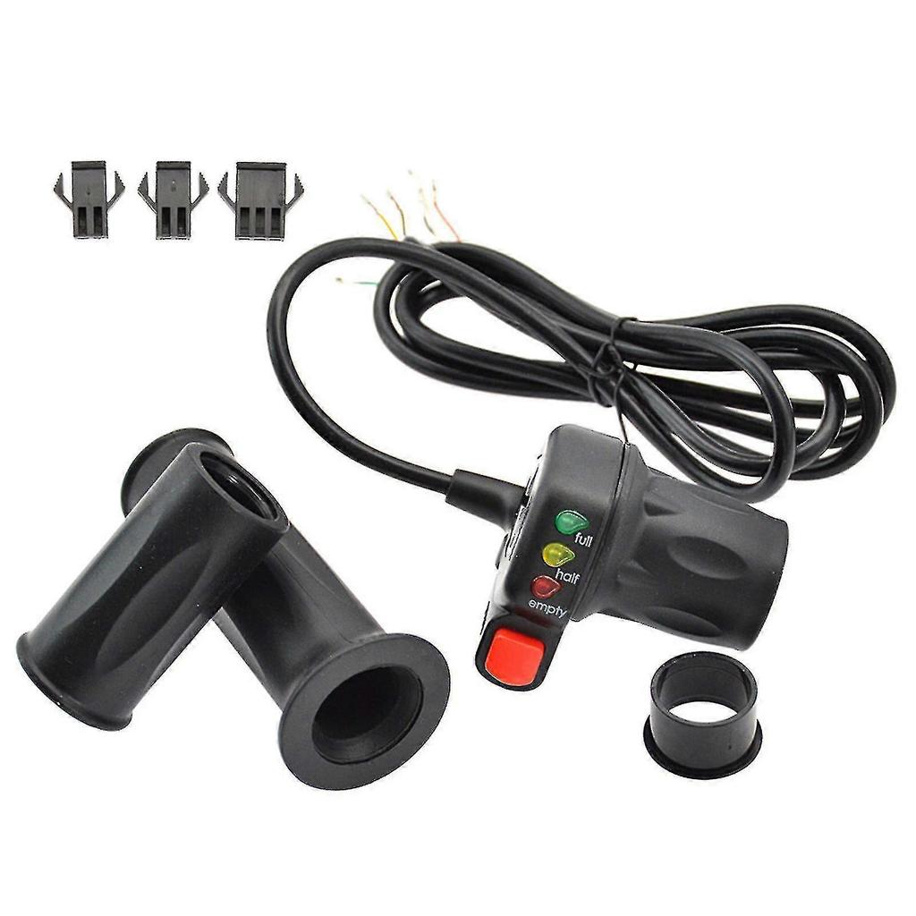 36/48v Electric Bike Throttle With Switch Power Display Self-locking Mountain Bike Speed Control Handle Bar Bike Accessories-ha