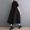 short sleeve Plus size Black cotton vintage new in dresses for women casual loose long summer dress