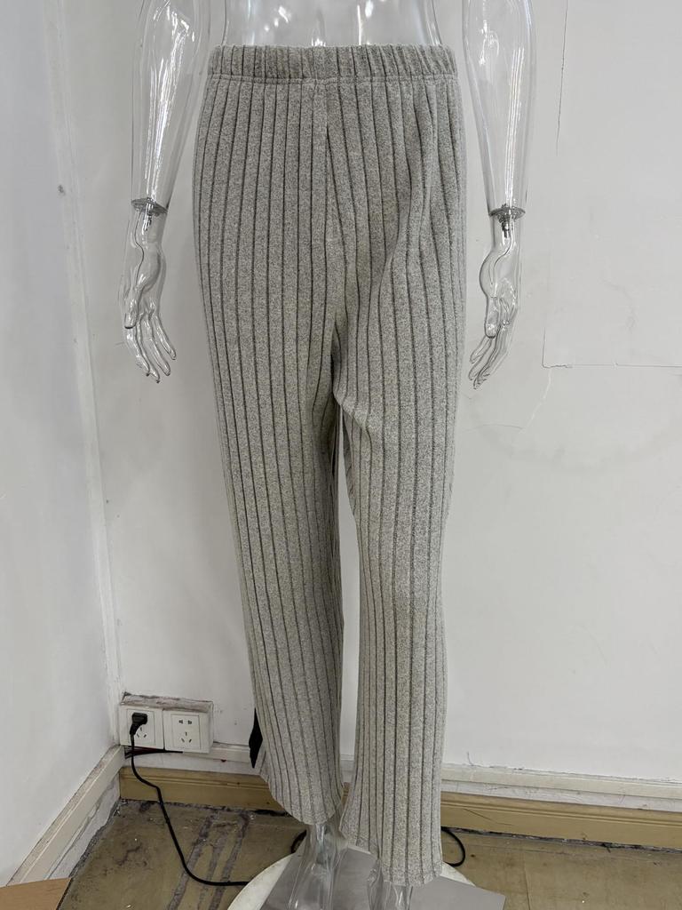 TUME Plus Size Ribbed Hoodie & Wide Leg Pants - Women's Autumn/Winter Casual Fashion Two-Piece Set