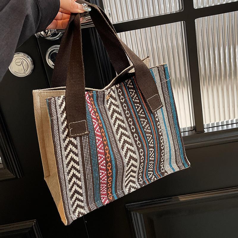 Geantă Tote Stil Etnic Femei Geantă de Mână Femei Modă Nouă Design Nișă Ins Geantă Tricotată Femei