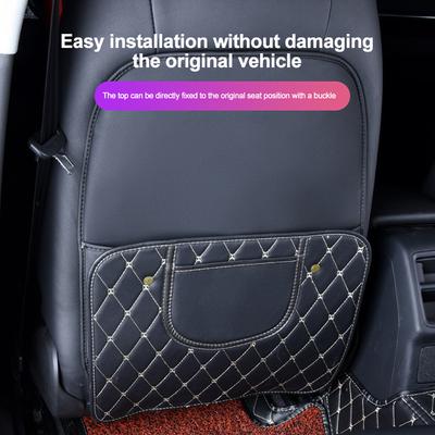 Car Seat Back Organizer Bag PU Leather Storage Organizer Car Interior Storage with Pockets Kick Mats Seat Interior Accessories