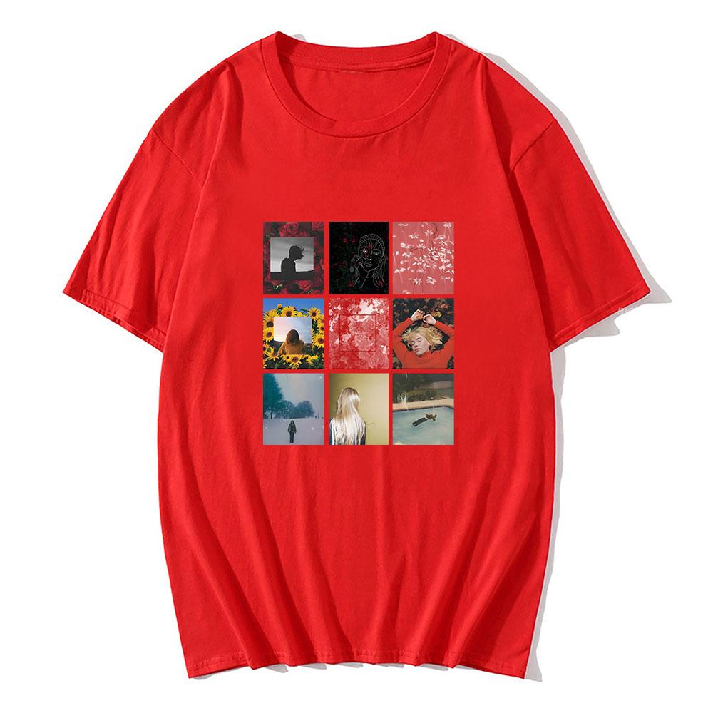 Singer Girl In Red T-shirts Short Sleeve Casual Women/Men Tee-shirt Streetwear Graphic Printing Clothing Summer Cotton Soft Tees