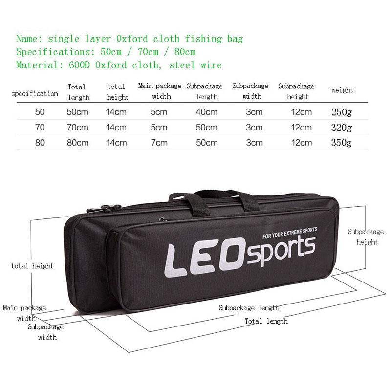 Double Layer Oxford Cloth Fishing Bag 50cm 60cm 70cm Waterproof Ice Fishing Rod Bags Case with Side Zipper Accessories Gear L30