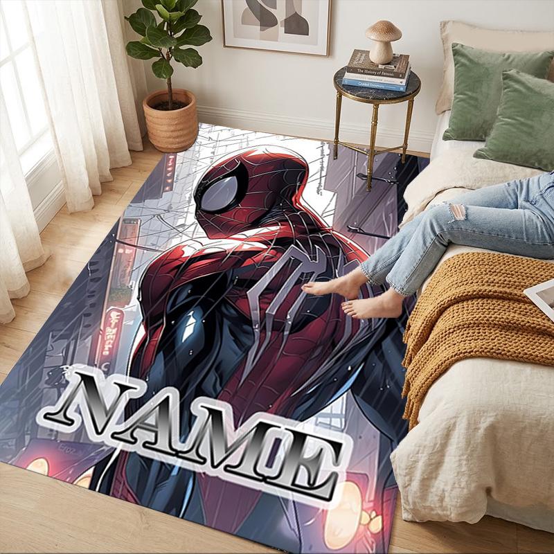 Personalized Name S-Spider M-Man Urban Living Room Non-Slip Area Rug Soft Carpet for Bedroom Kids Playroom Sofa Office Home Decor Doormat