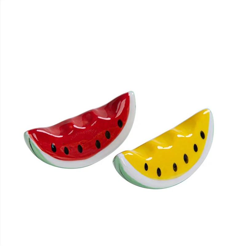 1/2/3pcs Creative Watermelon Ceramic Chopstick Rest Rack Tomato Chopstick Shelf Stand Pen Holder Tableware Table Decoration