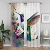Bug Resistant Window Curtain Room Panel Hummingbird Birds Partition Halloween Decoration Tulle Bedroom Curtains Shades Polyester Washable Ready