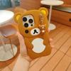 For iPhone 17 16 15 14 13 12 11 Pro Max SE 6 7 8 Plus Kawaii Rilakkuma Keyrings Silicone Soft Cover Doll Keychains Phone Case