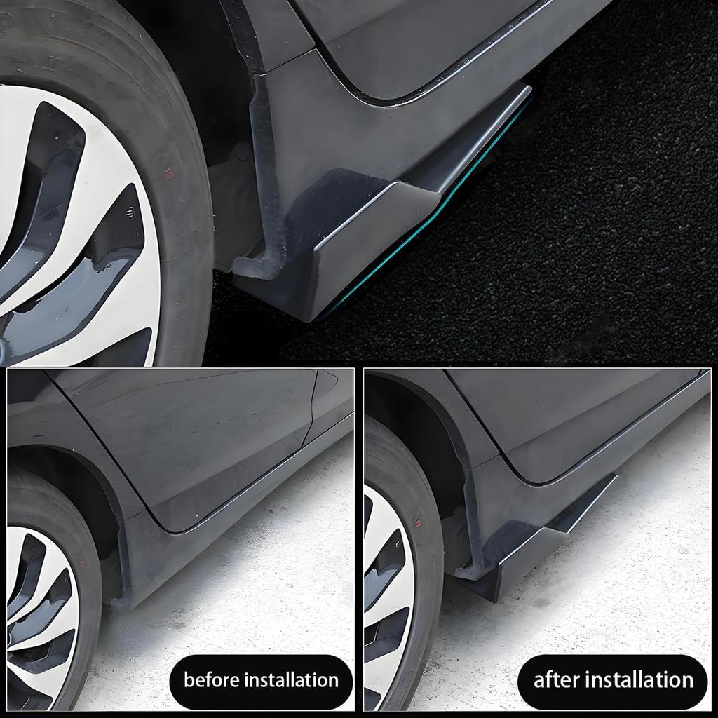 2PCS Universal Side Skirts, Rear Bumper Lip Side Skirt Protector Diffuser Body Spoilers Splitter Carbon Fiber Side Skirts Exterior Decoration Trim