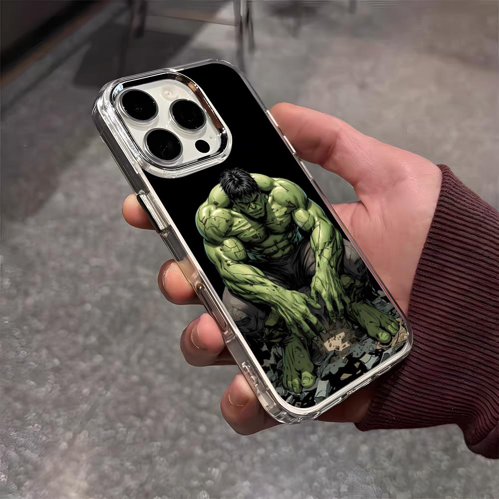 Superhero H-Hulk Phone Case For IPhone 17 Air 16 E 15 14 13 12 11 Plus Pro Max Electroplated Transparent Soft Shell