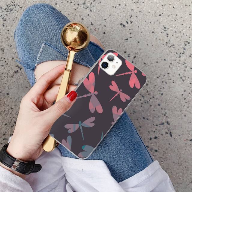 YNDFCNB Dragonfly Custom Soft Phone Case for Iphone 13 X XS MAX 6 6s 7 7plus 8 8Plus 5 5S SE 2020 XR 11 11pro Max