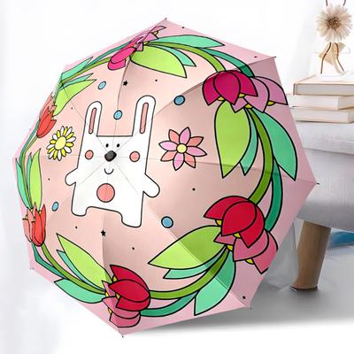 1pc Easter Bunny Automatic Open/Close Umbrella with Folding Feature Compact Travel Umbrella, Lightweight Design, for Commuting, Business111