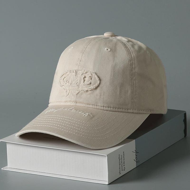 

2025 Бейсболка с широкими полями и вышивкой - Унисекс, корейский стиль, однотонная, большого размера Adjustable (55-58cm) бежевый