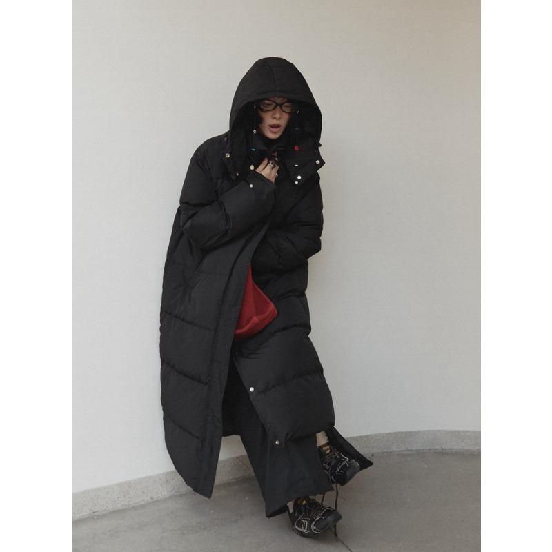 90 White Duck Down Jacket Women's Cold Season Over-the-Knee Loose Thickened Jacket