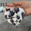 Punk Backpacks Accessory Plush Leopard Love Heart Keychain, Stuffed Keyring Pendant Print Bag Charm with Metal Star, Decorative Key Chain