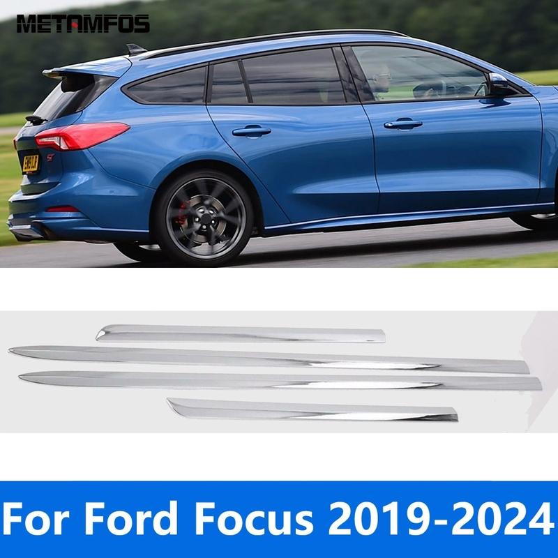 For Ford Focus Sedan -  2024 Chrome Door Side Line Strip Body Skirt Molding Trim Exterior Accessories Car Styling