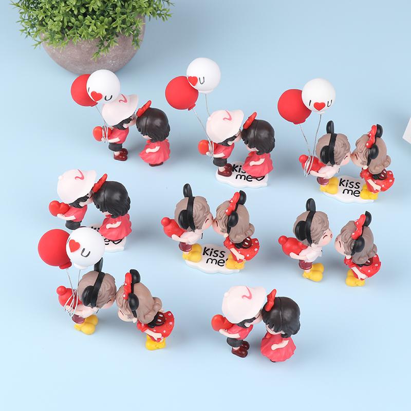 Anime Çiftler Araba Süsleme Modeli Sevimli Öpücük Balon Şekil Oto İç Dekorasyon Pembe Pano Heykelcik Aksesuarları Hediyeler
