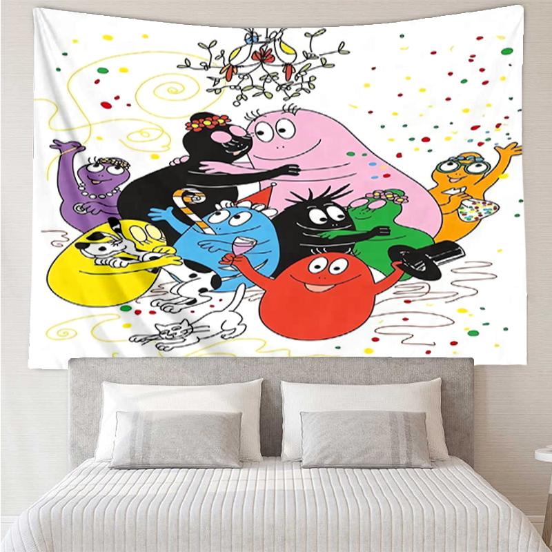 Barbapapa Print Tapestry, Backdrop, Easy Setup, Ideal for Bedroom, Office & Living Room, with Aesthetic Wall Hanging Decor.