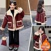 2025 Red Velvet Winter Coat for Big Kids - Thickened All-in-One Fashion