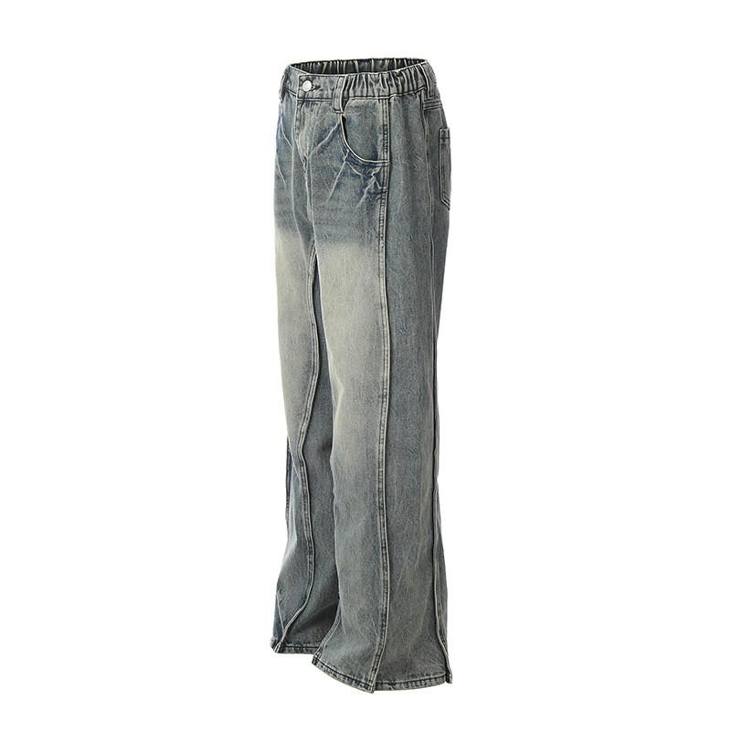 Unisex Oversized Distressed Washed Denim Pants Wide Leg Loose Fit Streetwear Tapered