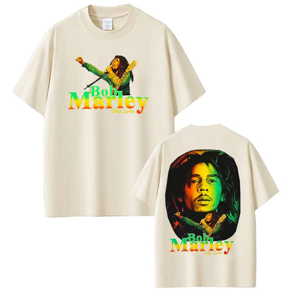 Rapper Bob Marley One Love Tour 2025 Graphic T Shirt Mens Vintage Hip Hop Short Sleeve Tshirts 100 Cotton Tshirt Streetwear