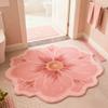 Pink Camellia Plush Carpet Soft Sofa Living Room Bedside Home Decorative Rug Fluffy Carpet for Living Space Decoration