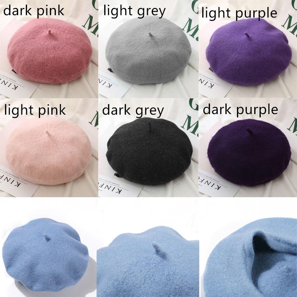 Women Wool Beret Hats Winter French Hat Girls Solid Color Fashion Autumn Winter Beret Hat For Women Flat Cap Hat Felt Berets