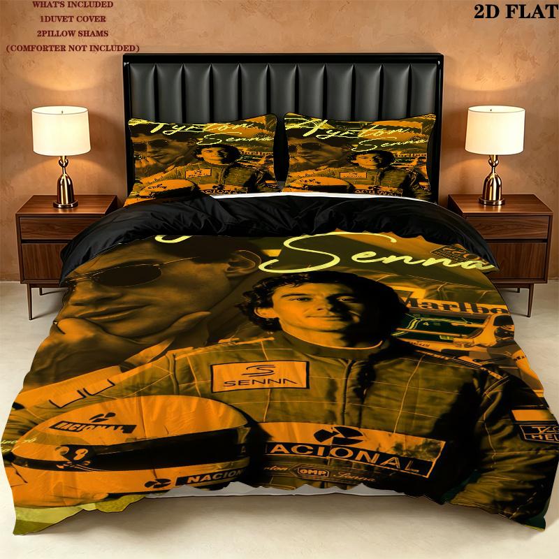 Ayrton Senna Bedding Quilt Set Quilt Cover Pillowcase Home Decoration Birthday Gift (1 * duvet cover + 2 * pillowcase, without core)