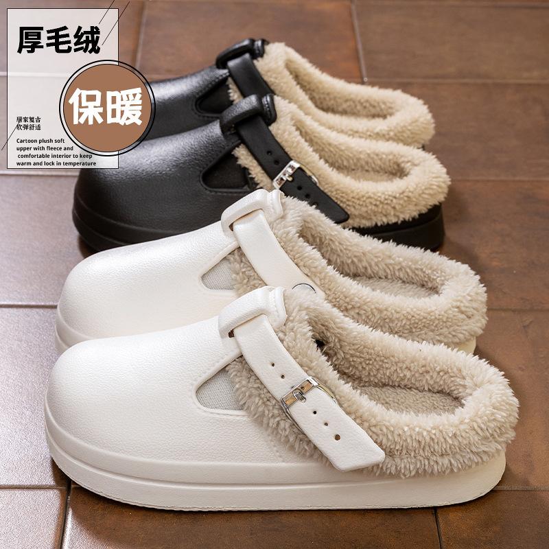 Autumn and winter fashion plush Muller indoor home cotton mop plush EVA sole, couple warm cotton shoes
