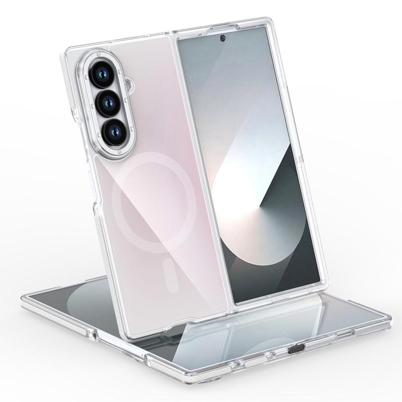 Fashion Radium Colorful Magsafe Phone Case for Samsung Galaxy Z Fold 7 ELVEV Magnetic Wireless Charging Hard PC Soft TPU Aluminum Button Back Cover