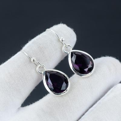 Brinco de Ametista Rosa, Brinco de Prata Esterlina 925 Lindo Cabochão de Pedras Preciosas Brinco de Pedra Ametista Brinco de Aniversário Presente para Ela para Mulheres
