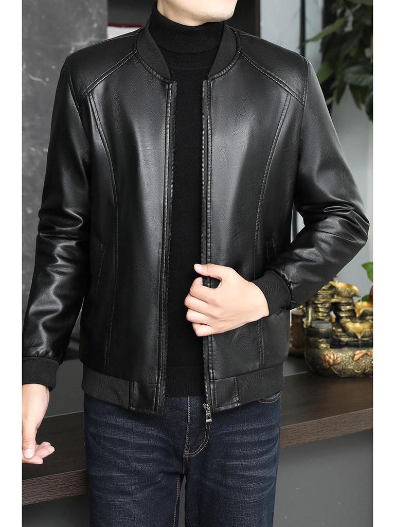 Men's Leather Business & Motorcycle Jacket with Baseball Collar (Autumn/Winter 2025 Collection)