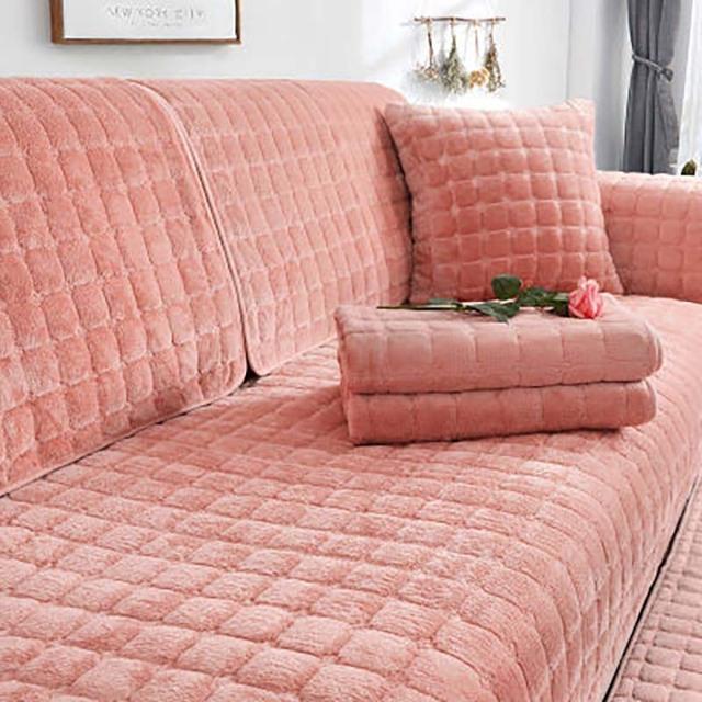 Plüsch-Haptik Unifarbene Sofabezüge für das Wohnzimmer Flanell-Sofa-Handtuch Modern Rutschfest Ecksofa Überwurf Strapazierfähig 70x70