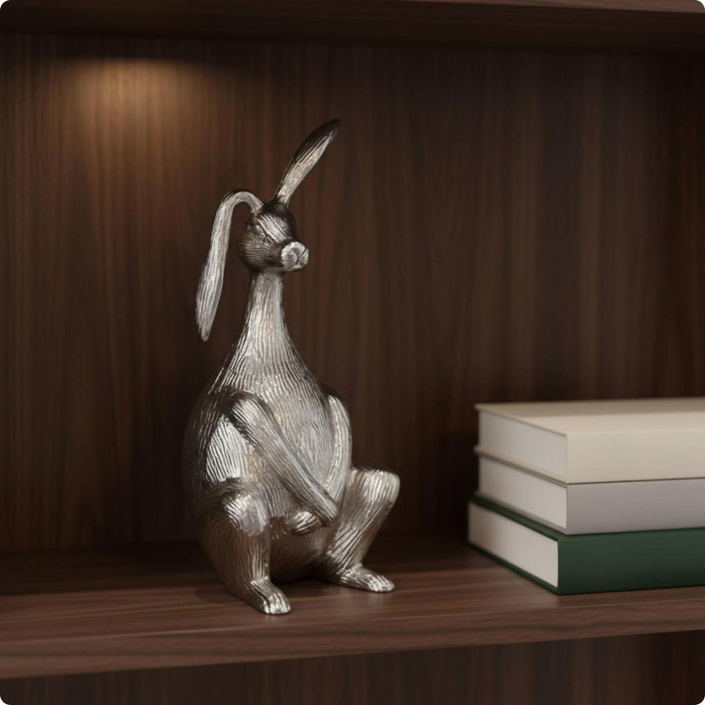 Rabbit Figurine Minimalist Bunny Aluminum for Entryway