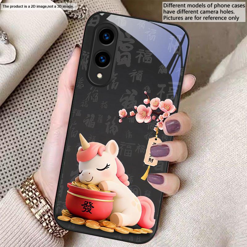 The auspicious unicorn For Samsung S22 S8 S9 10 20 Ultra S21 Pro S22 Plus S23 FE S24 Ultra S25 Edge S25Ultra Glass Phone Case