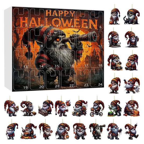 

Хэллоуин Гном Адвент-календарь 24 дня Календарь обратного отсчета 2D акриловый тыквенный гном подвесные украшения для Хэллоуина домашний декор C