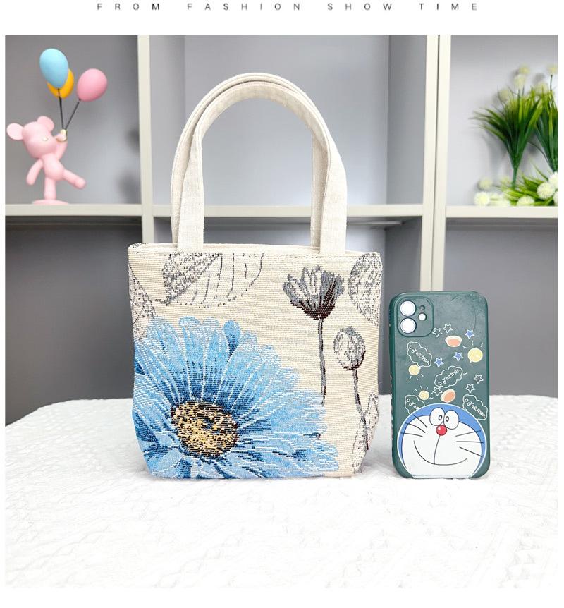 Popular Canvas Bag, Mobile Phone Change Bag, Cartoon Bag, Double-sided Jacquard Hand Bag, Cute Small Bag with Embroidery Pattern.