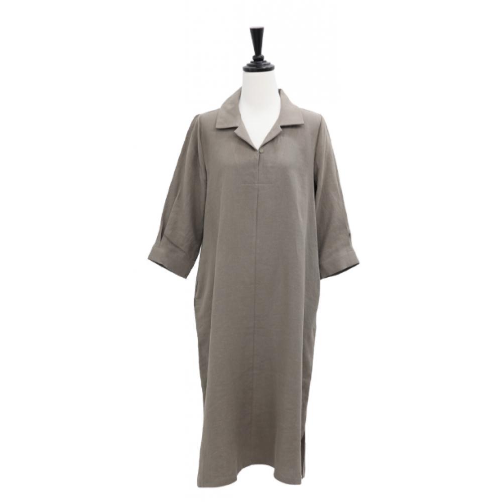 Shiz Madam Women S Bio waShing Linen Collar dreSS N2722