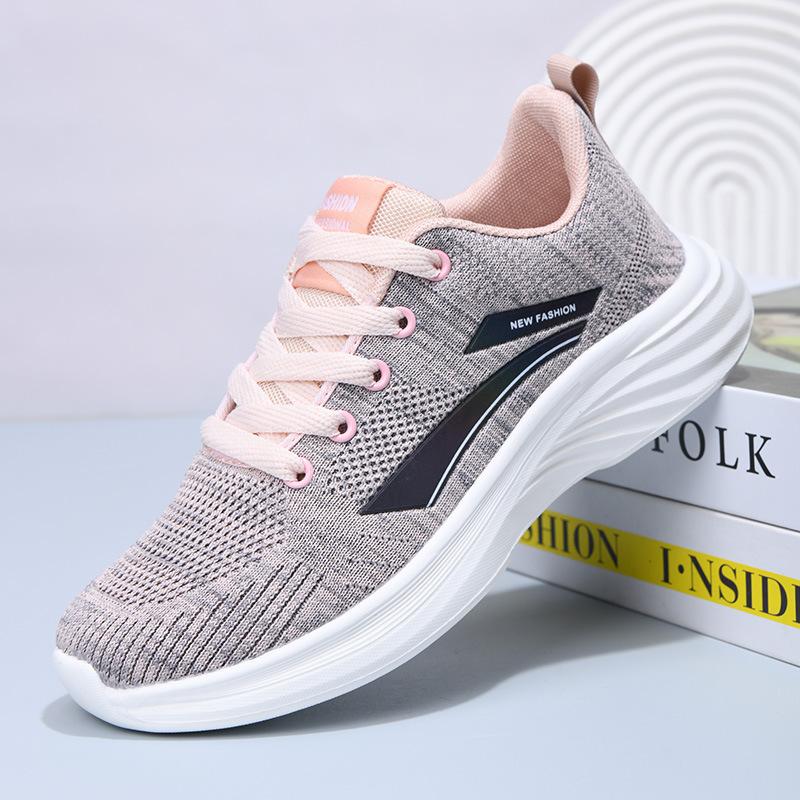 

Women s shoes 2024 autumn new comfortable fly-woven breathable running sneakers EVA soft-soled lightweight women s casual shoes 36 розовый