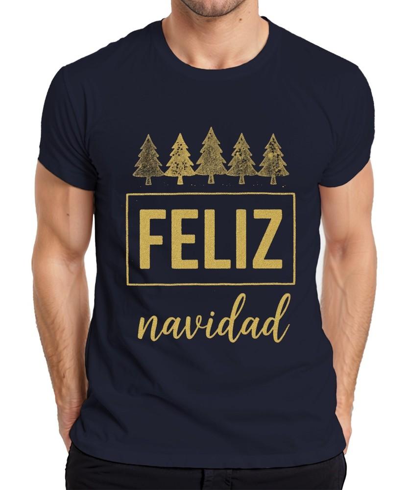 Feliz Navidad Christmas Xmas Tree Gold Glitter Gift Unisexs Tshirt S