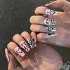 Nail Patch Wearing Nail Pink Nail Piece Black Cartoon Graffiti Silver Love Ins Wind Wearing Nail Nails