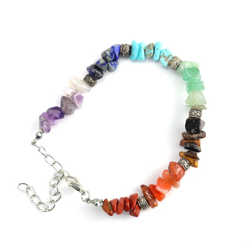 Handmade Beaded Natural Stone Crystal Gravel Alloy Bracelet Bracelet Bracelet Adjustable Multi-Color B28 Pure natural