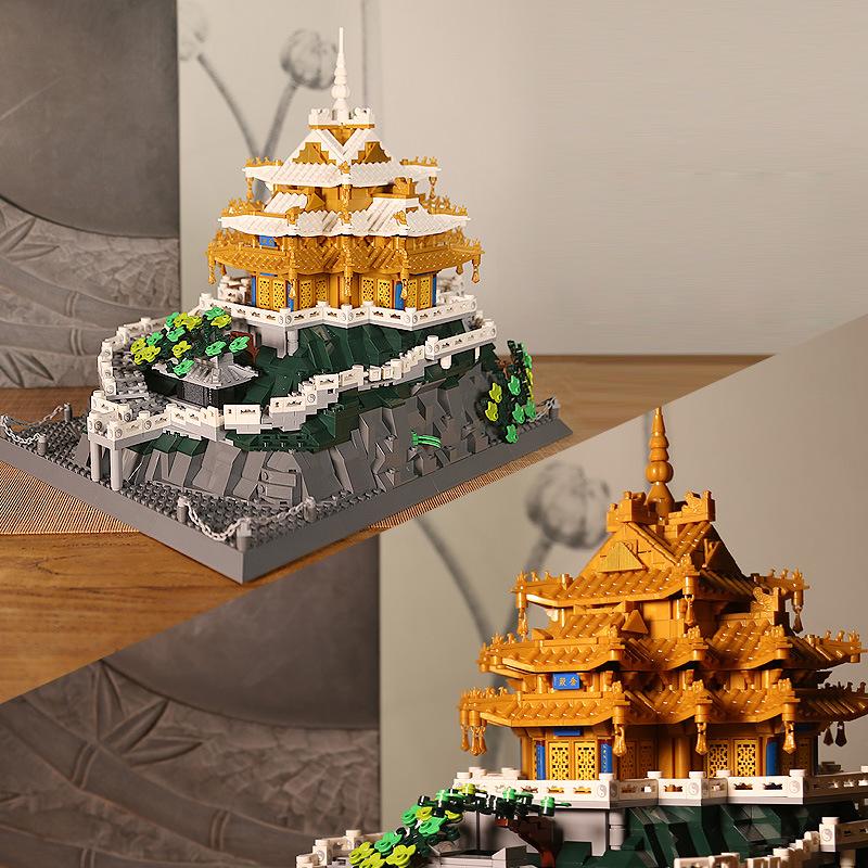 Creative China Famous Historical Architecture Micro Diamond Block Laojun Mountain Building Brick Model Sets Toy Nanobrick